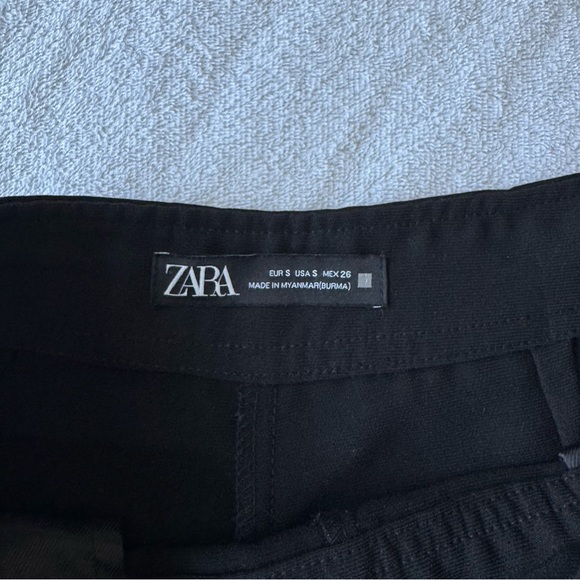 Zara Black High Waist Shorts with Gold Accents flat front side zipper size S - Picture 3 of 11